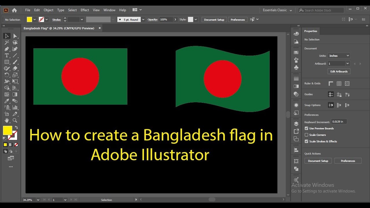 How to create Bangladesh flag in Adobe Illustrator | M2 Graphic