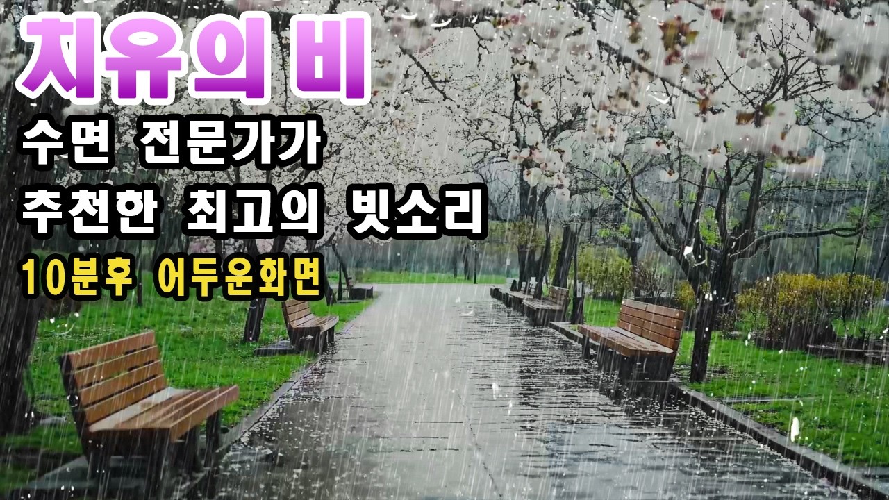 수면전문가가 추천해준 잠잘오는 최고의 빗소리 | 이명치료효과 | 10분후 어두운 화면