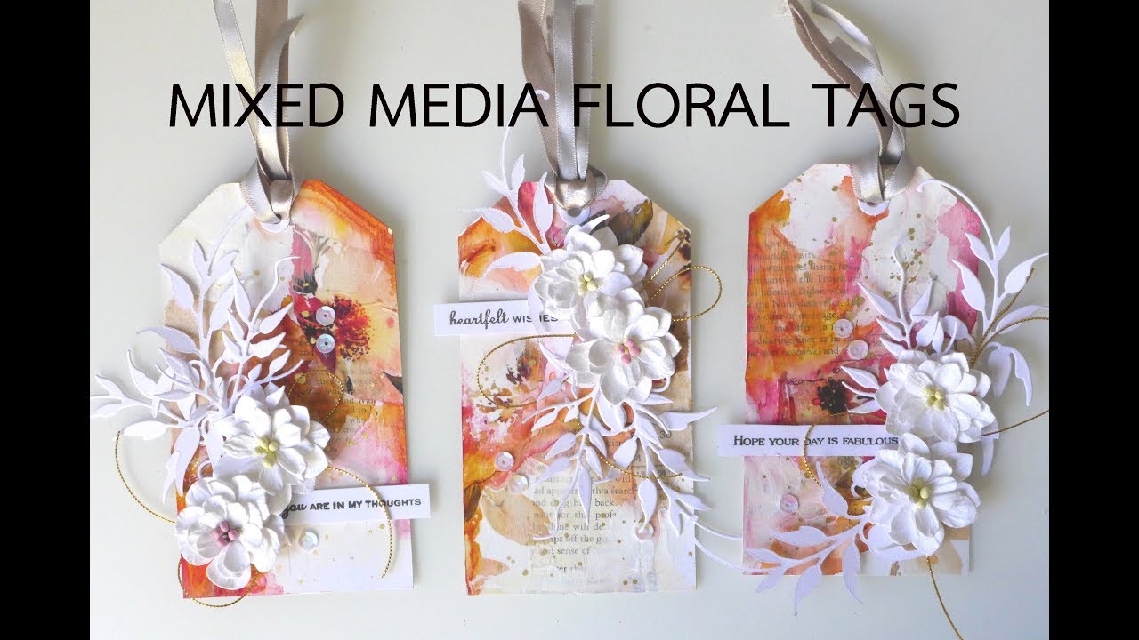 Mixed Media floral tag trio | Handmade gift tags