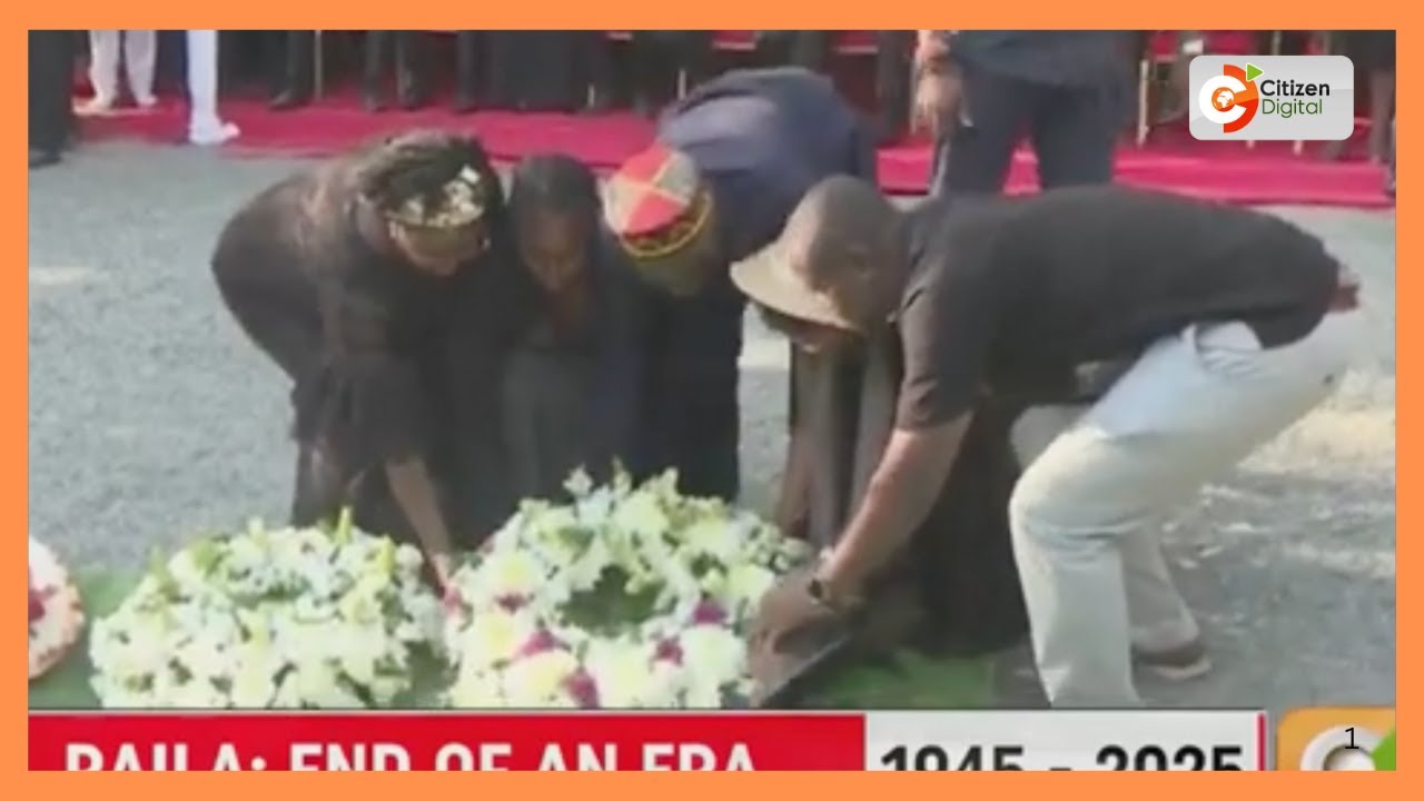 The Odinga family, leaders, dignitaries, and the church lay wreaths on Raila’s grave