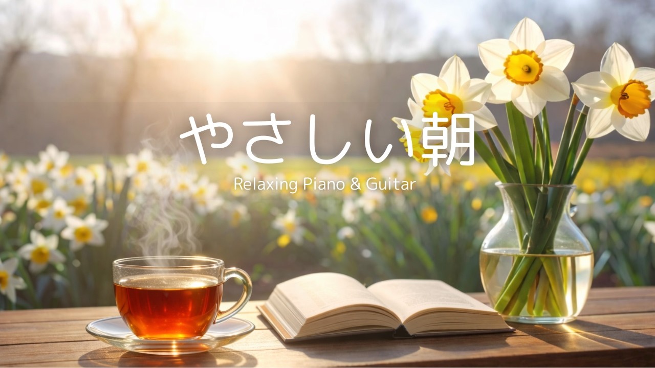 【朝カフェBGM】やさしい朝｜水仙と紅茶の朝時間｜ピアノ＆ギター
