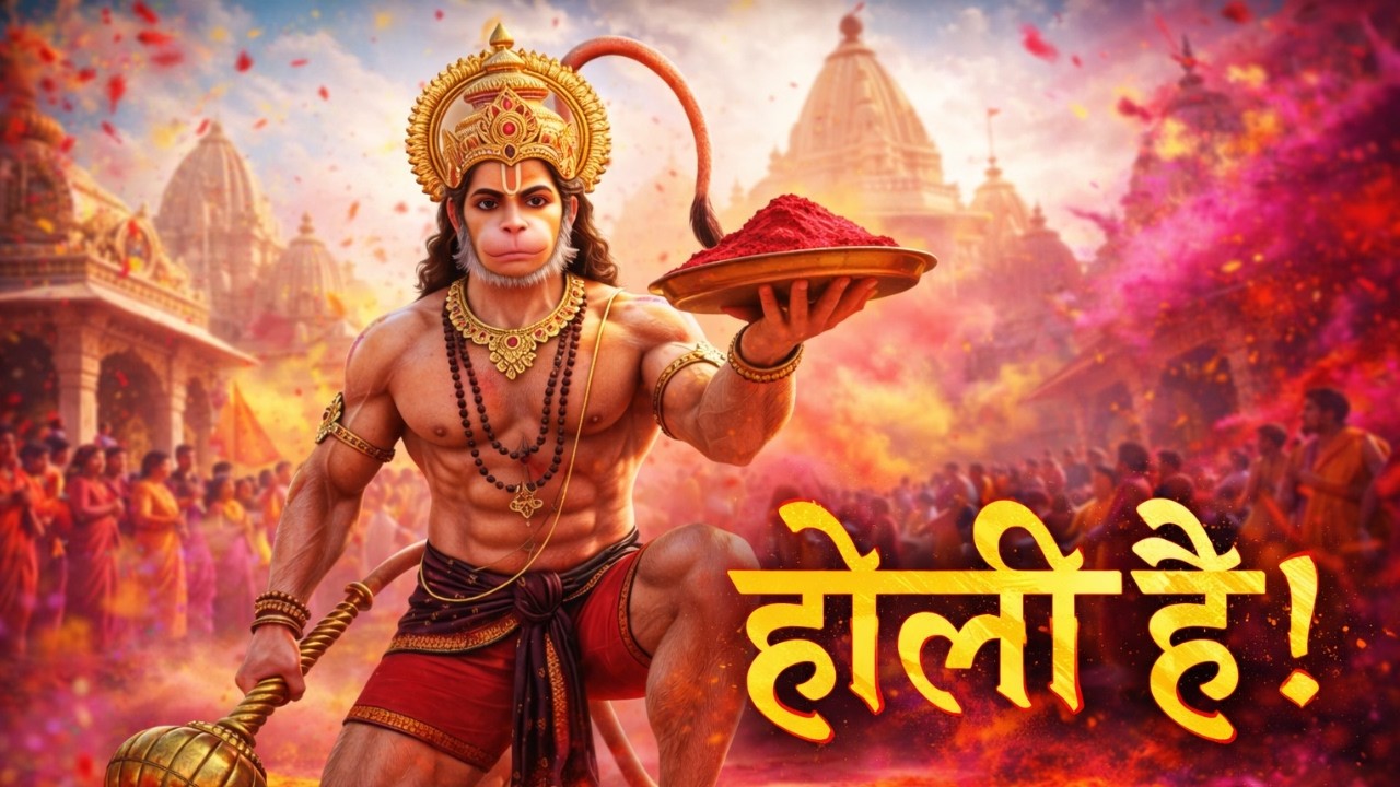 होली है ! 🚩 बजरंगबली के संग रंगों की दिव्य होली | Hanuman Holi Special #bhajan #bhakti #rambhajan