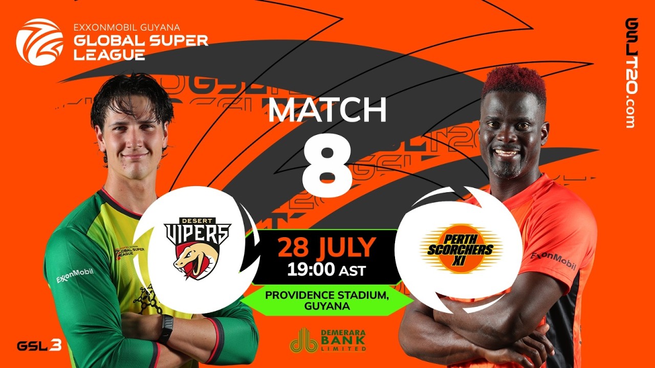 LIVE | Match 8 | Desert Vipers vs Perth Scorchers XI | GSL T20 2026