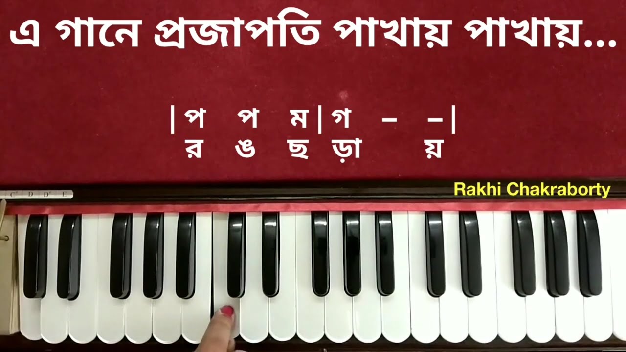 এ গানে প্রজাপতি পাখায় পাখায় রঙ ছড়ায় | E Gane Projapoti Pakhay Pakhay Harmonium হারমোনিয়াম টিউটোরিয়াল
