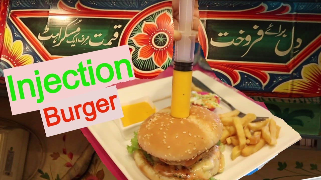 Injection burger 1st time in Lahore review of Cafe Lahore by Qamar Rajput Ep56 #food #lahore #foods