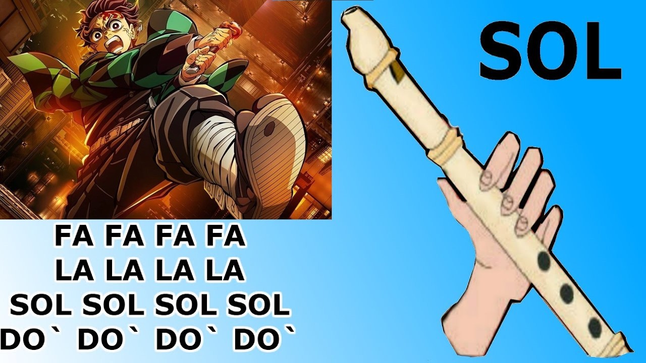 Demon Slayer, Infinity castle, flauta dulce f&aacute;cil, tutorial animaci&oacute;n, easy flute recorder