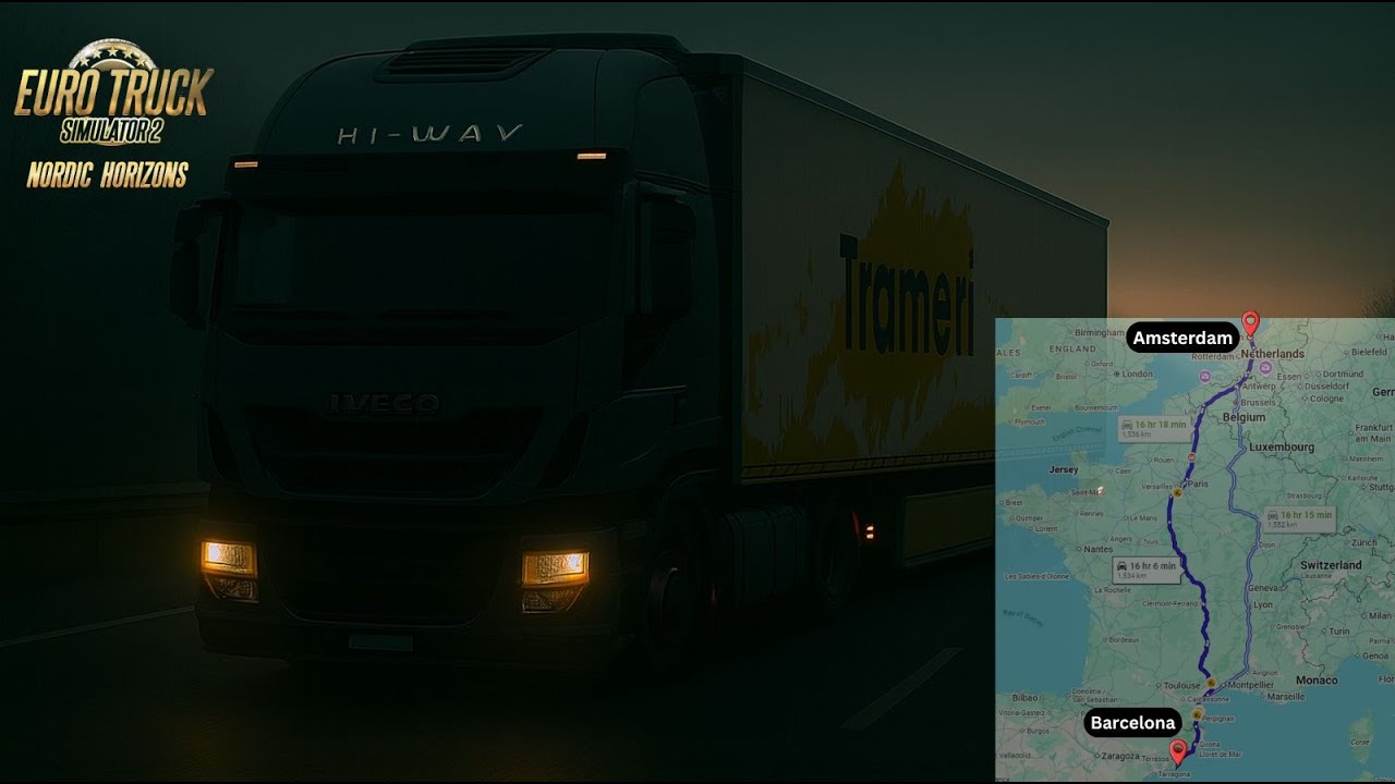 😶 THE NEVER ENDING ROAD... 🛣️ | Amsterdam🇳🇱 to Barcelona🇪🇸 Iveco Hi-Way Tense Drive🚛 | ETS2 1.57 DLC