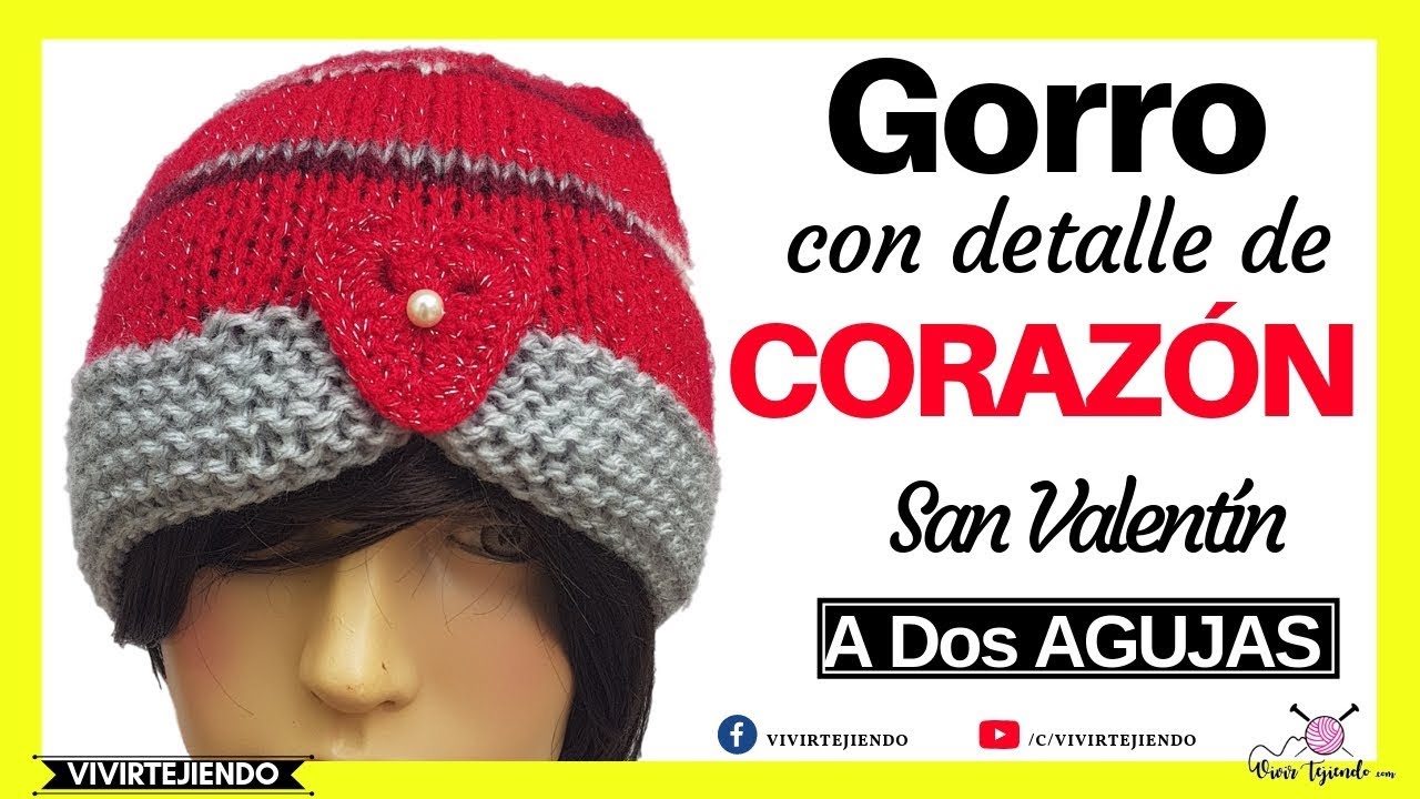 Tejiendo Gorro de coraz&oacute;n a Dos Agujas por D&iacute;a del Amor | Tejidos por San Valent&iacute;n