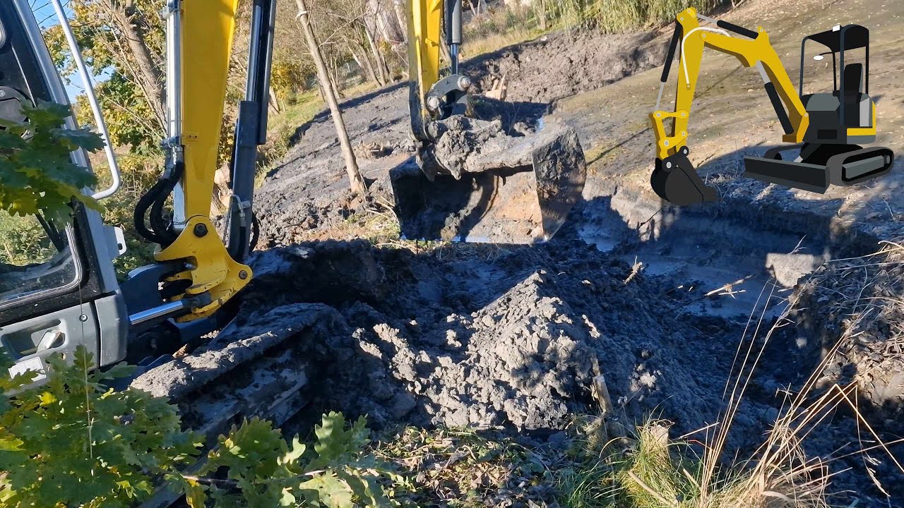 🚜🔴Czyszczenie stawu koparka Wacker Neuson Październik 2024 cz.2🚜