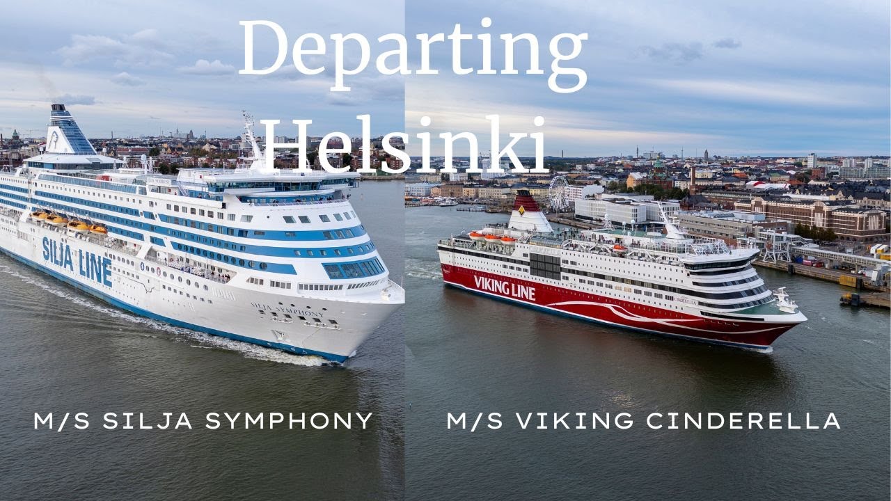 Cruise Ships Silja Symphony & Viking Cinderella Departing Helsinki | Drone Video