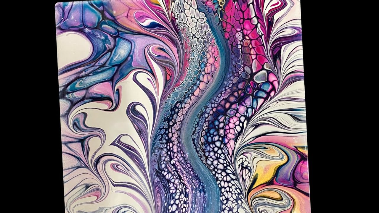 (1088) Swipe & Swirl Transfer Technique, Acrylic Paint Pouring, Collaboration💜💙🧡