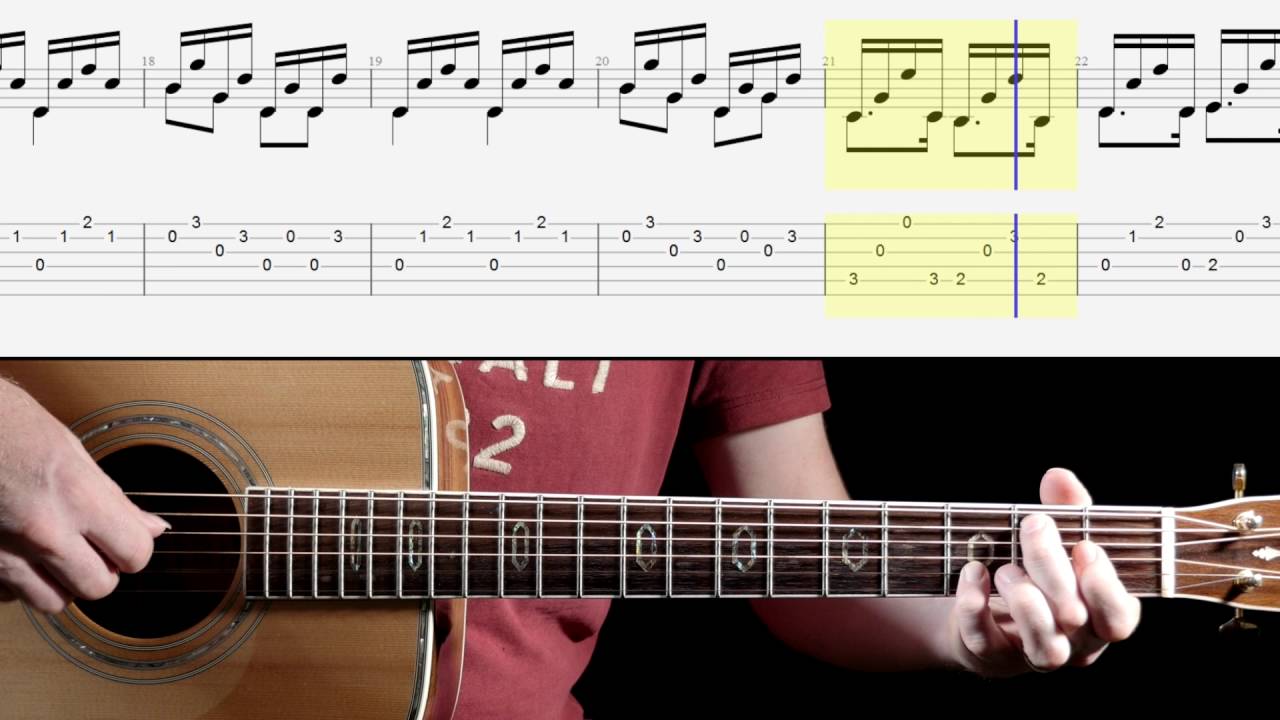 'Andantino' - F. Carulli. Simple classical guitar piece with score and TAB
