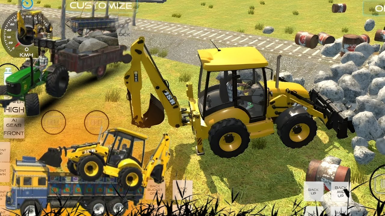 Drive JCB And Uploading stone 🏗️🪨 From Tractor in game 🚥🚜#jcb #tractor #dumper #truck #gamingvideos