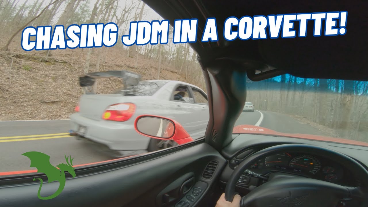 Chasing JDM Cars in a C5 Corvette at the Tail! - Car Crashes off the Side