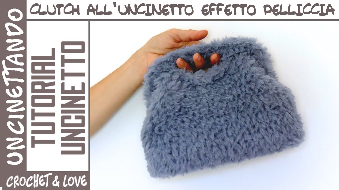 Вязаный клатч крючком из меховой пряжи 👜 Простое пошаговое руководство