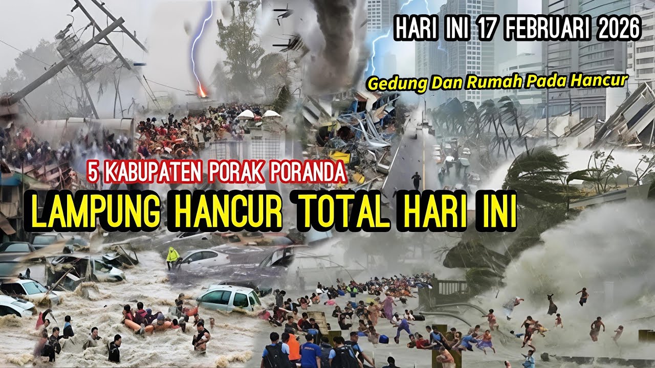 LAMPUNG BERDUKA 17/02/2025! BARU BANJIR & BADAI DAHSYAT HANCURKAN LAMPUNG HARI INI-LAMPUNG TORNADO