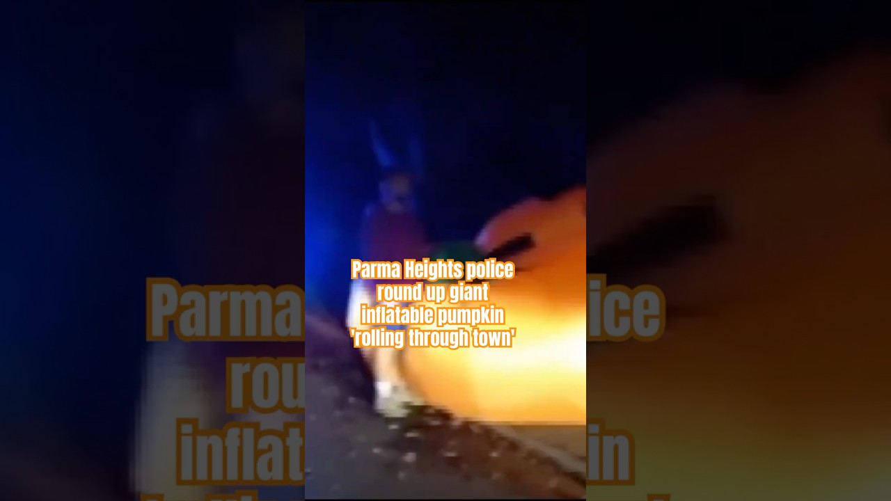 Parma Heights police round up giant inflatable pumpkin 'rolling through town'