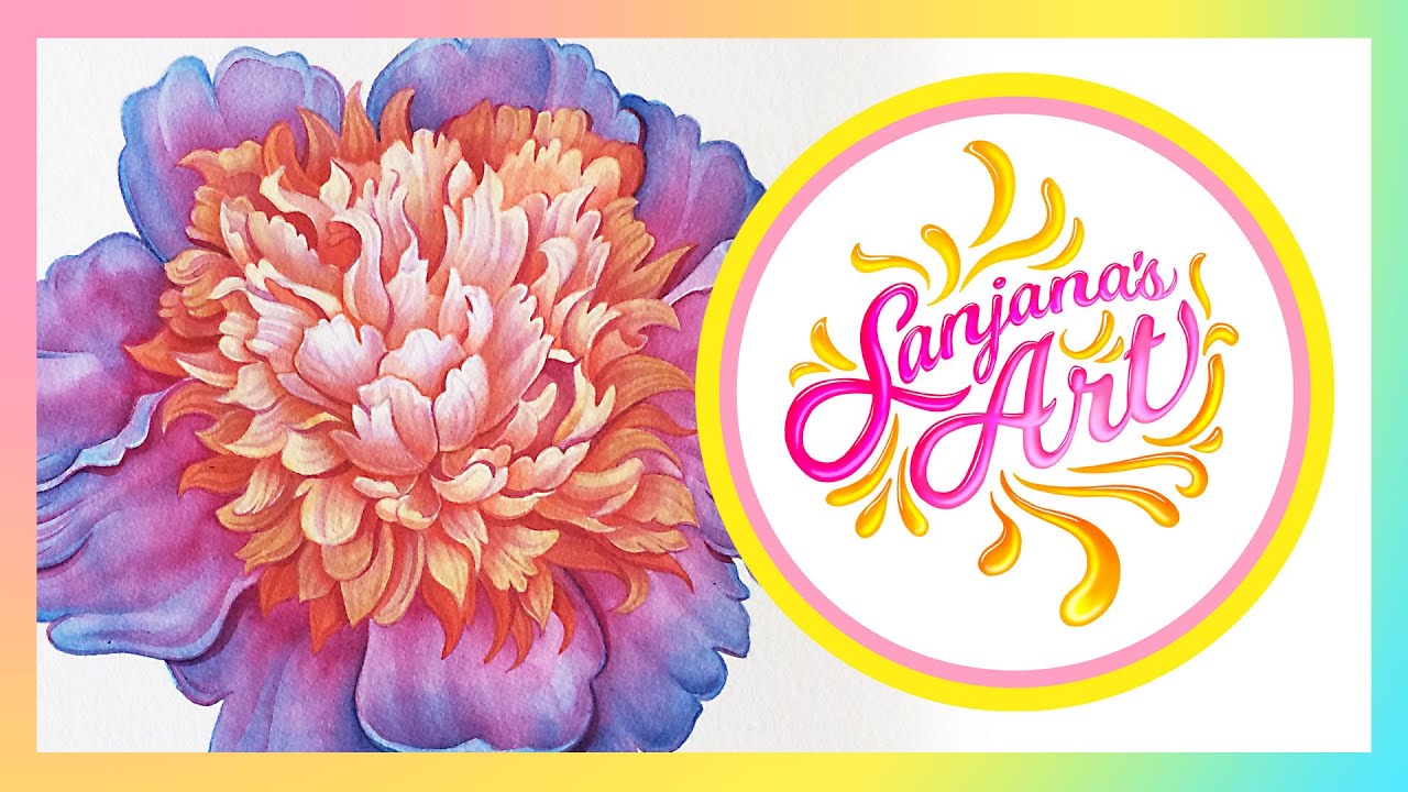 Dr. Ph. Martin's Bombay Ink Painting Process Time Lapse - Double Peony Flower