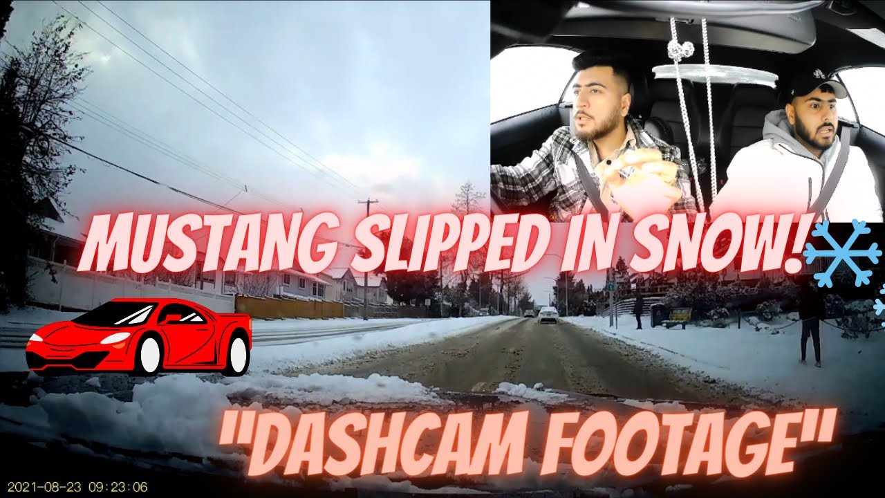 MUSTANG🚗SLIPPED INTO DIVIDER!⚠️ DASHCAM 📸 FOOTAGE! #snow #mustang #accident