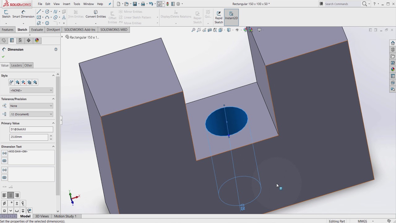 SolidWorks for Beginners | 07 | Drawing - Driving Dimensions