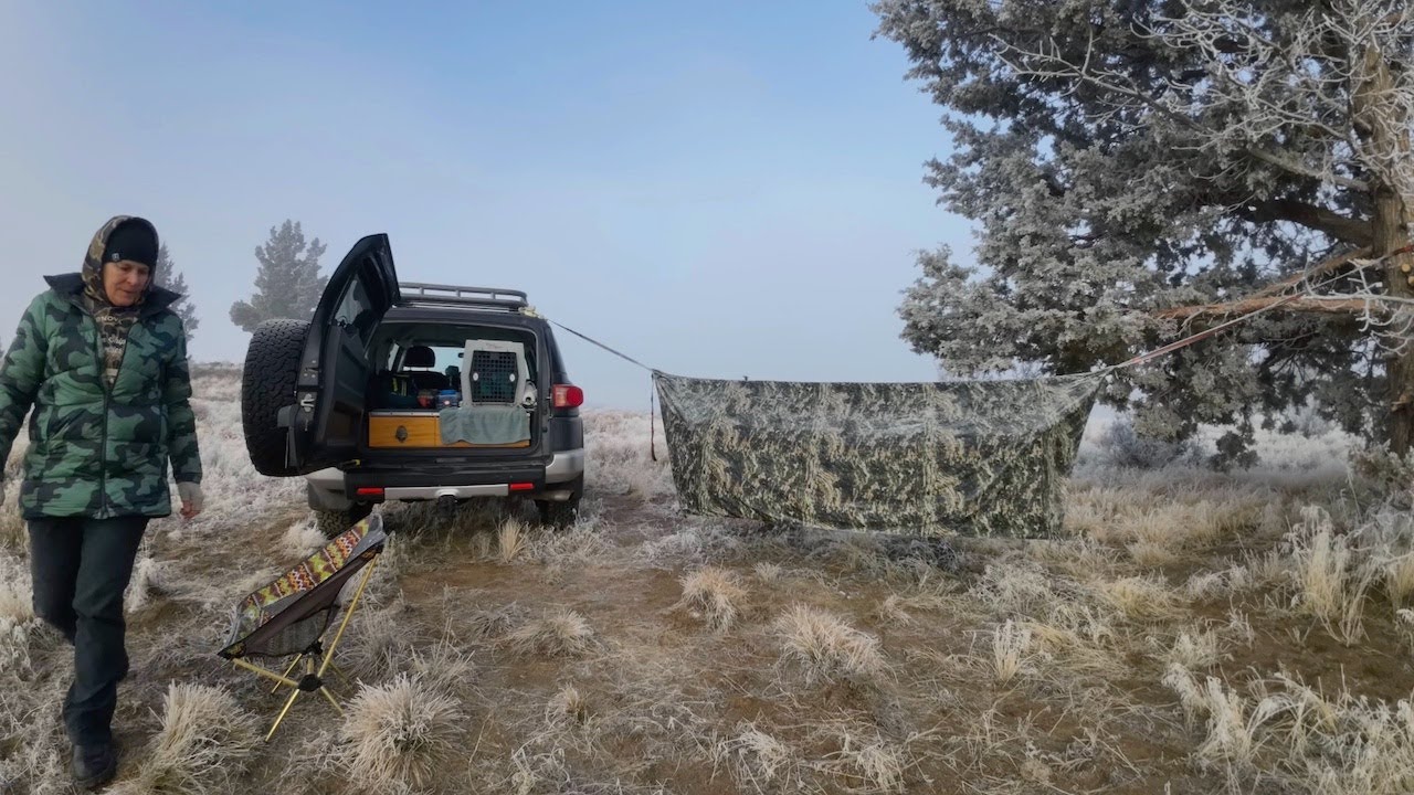 Cozy Campfire & Freezing Fog: Haven Tent Camping in Central Oregon Desert with Our Sweet Spaniel