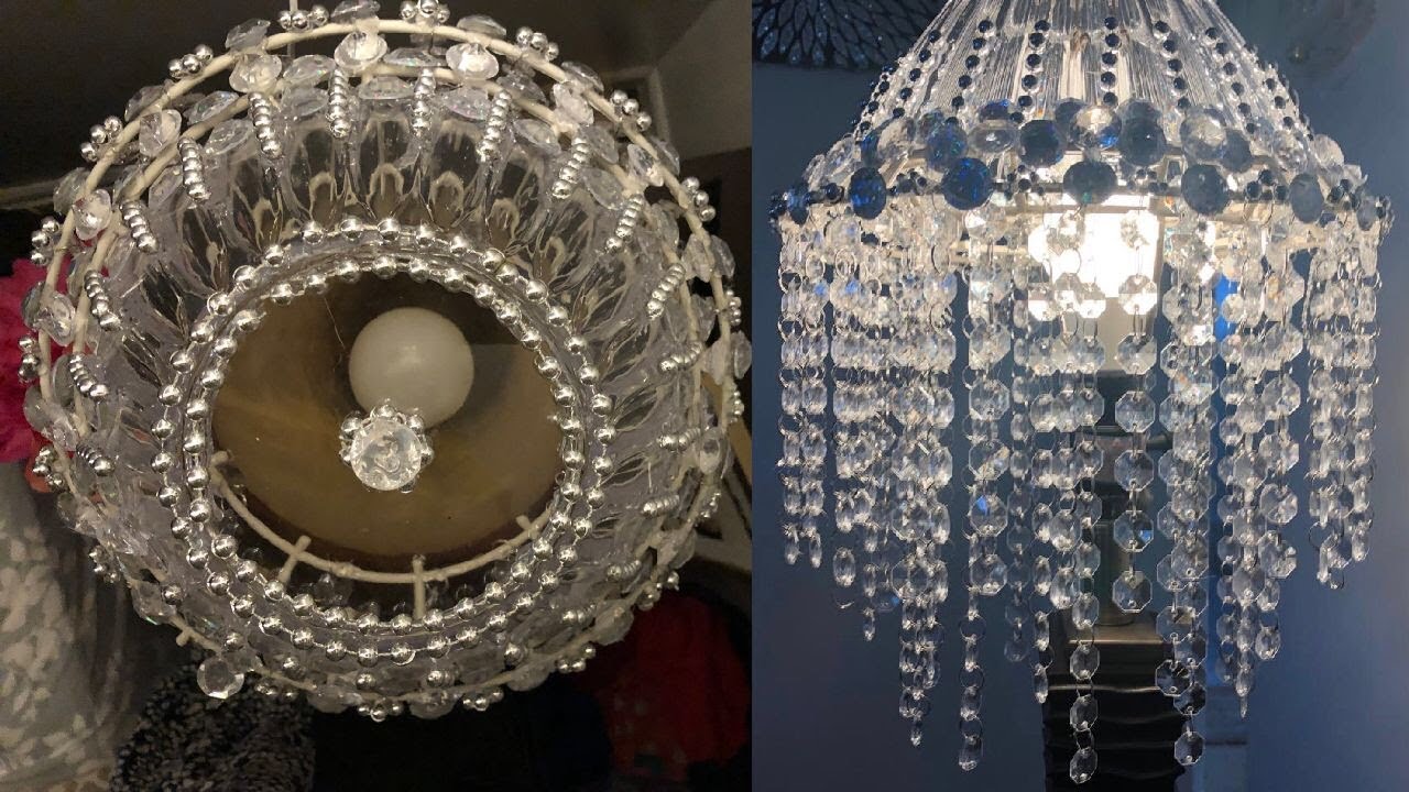 Chandelier DIY/Crystal Chandelier/Easy to make chandelier/glam lamp diy/Chandelier DIY Dollar Tree