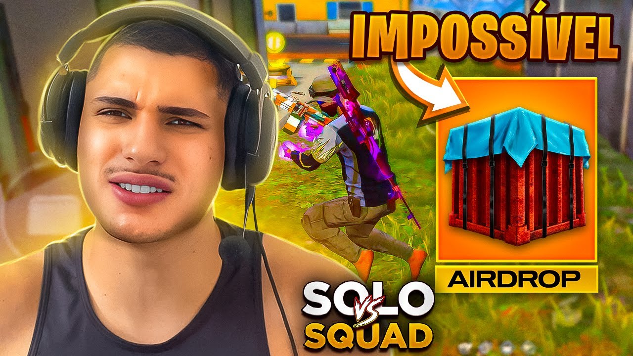SÓ POSSO LOTEAR AIRDROP NESSE DESAFIO NO SOLO VS SQUAD!! FREE FIRE MOBILE