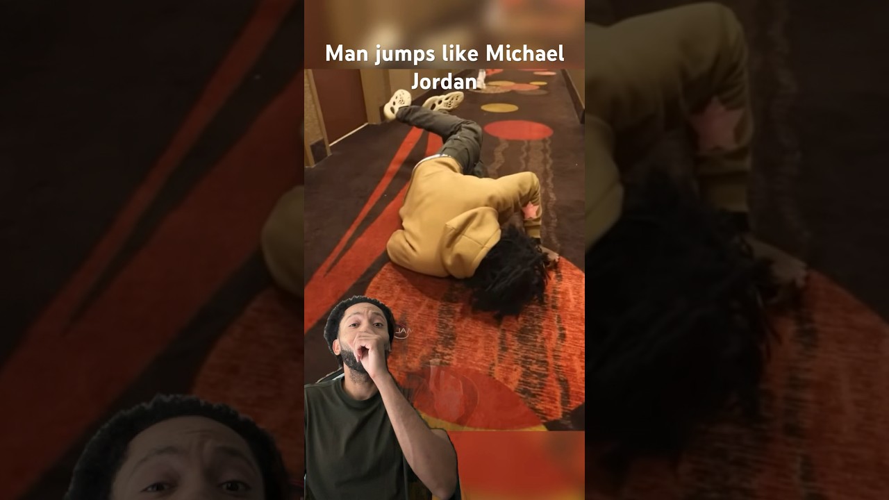 Man jumps like Michael Jordan #reactionvideo #viral #firstreaction #reaction #ytshorts #youtubeshort