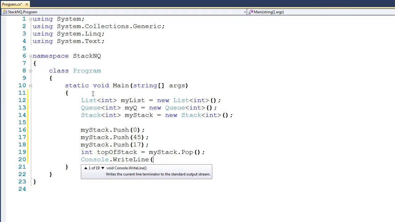 Tutorial 20.2 - Stacks and Queues in C#