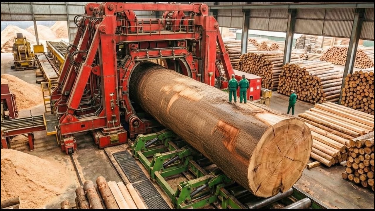 How Big Logs Are Processed in Factory | Wood Manufacturing Process
