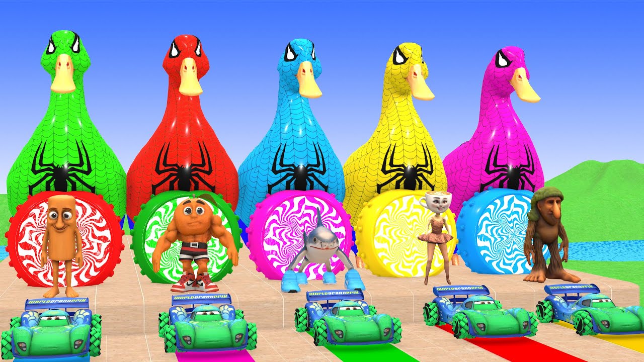 Long Slide Game With Elephant Gorilla Buffalo Hippopotamus Tiger 3d Animal Funny Game, Paint Animals