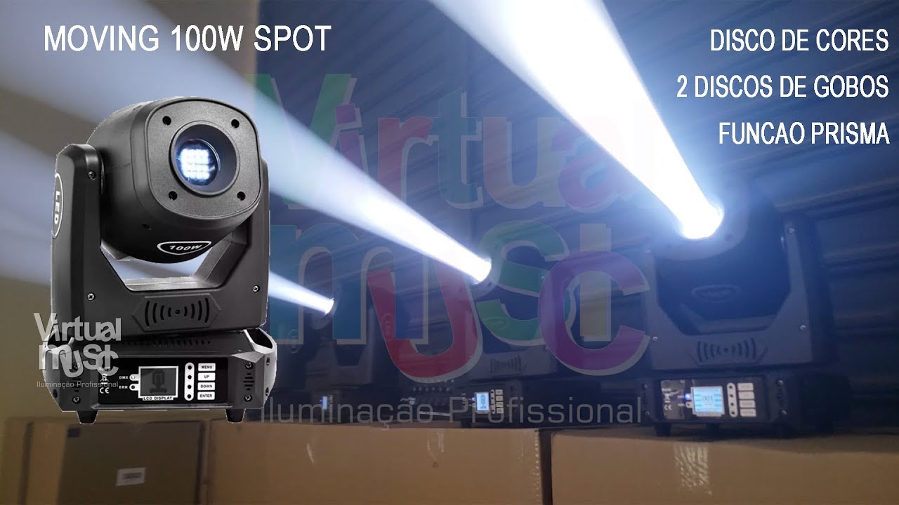 Moving Head Led Spot 100w Dmx Disco de Cores Disco Gobos Prisma em 4K