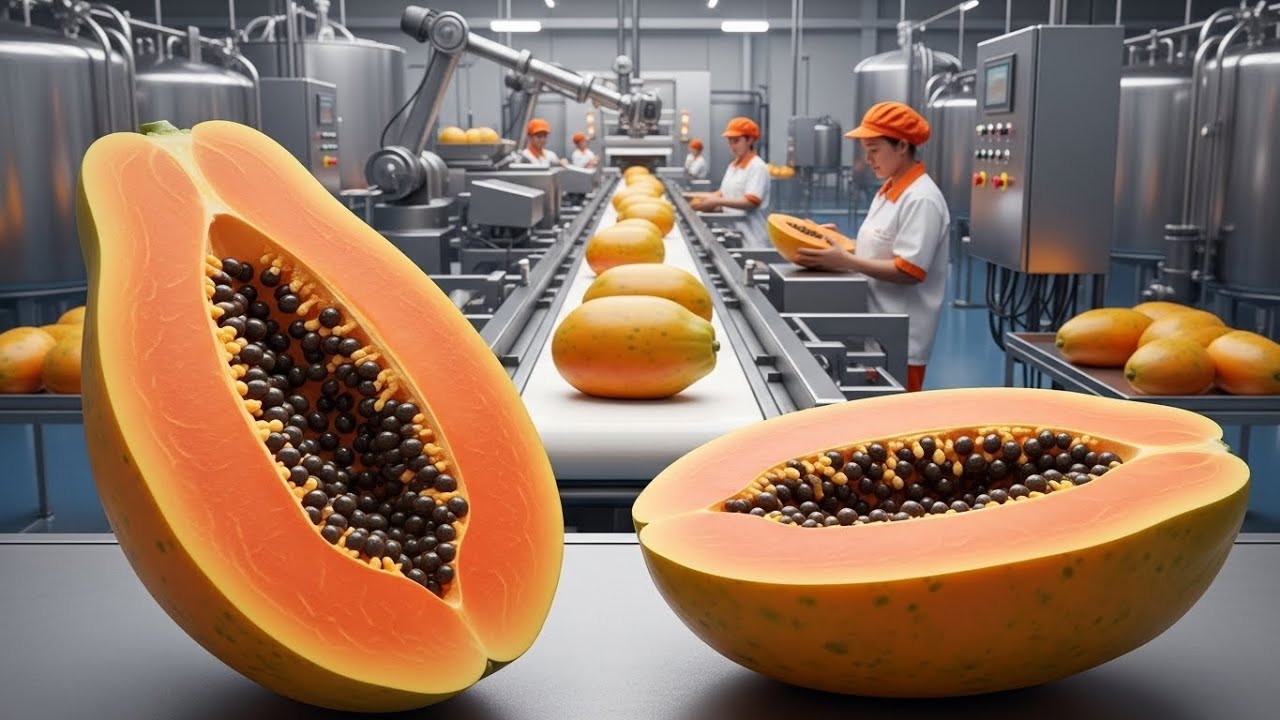 Inside a Modern Papaya Factory From Farm to Desert (The Whole Process)