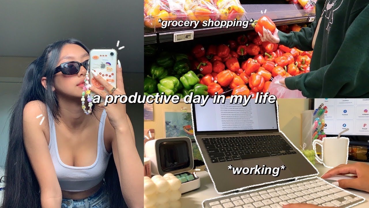 DAILY VLOG | 8 AM productive day in my life as a college student | working & adulting 🧺