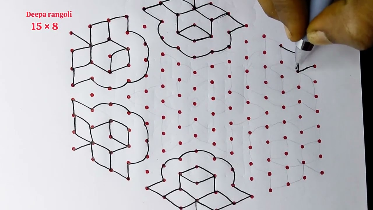 15x8 Pulli Kolam 🌺| Easy Big Kolam🌺 Design for Beginners | Daily Kolam