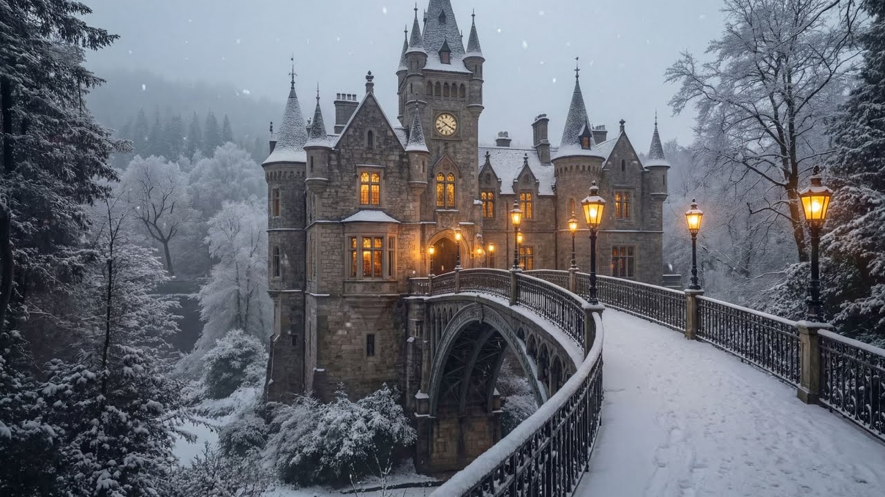 Moody Winter Landscape | Dark Academia Ambience & Gentle Piano Music for Deep Focus, Study or Sleep