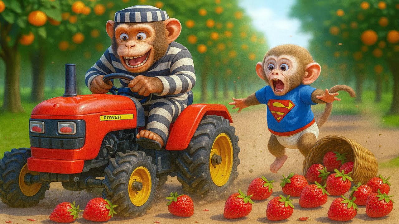 Трактор завален камнями, фермер-обезьяна поймал вора клубники &mdash; Farm Work | Cobby Farm