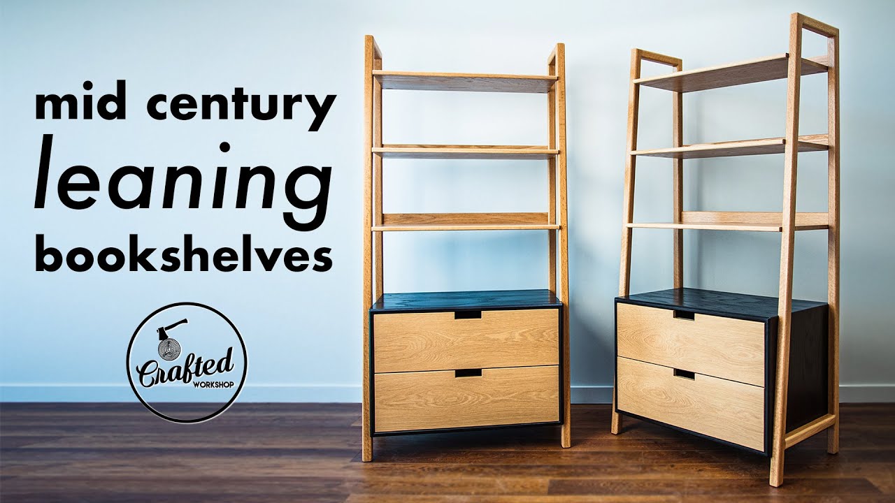 Building a modern LEANING Bookshelf w/ Ebonized Oak // How To - Woodworking