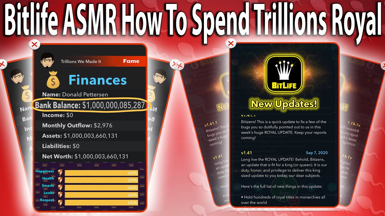 BITLIFE ASMR Rich Famous Trillionaire How To Spend Trillions (ROYAL UPDATE) 2021 (Still Working)