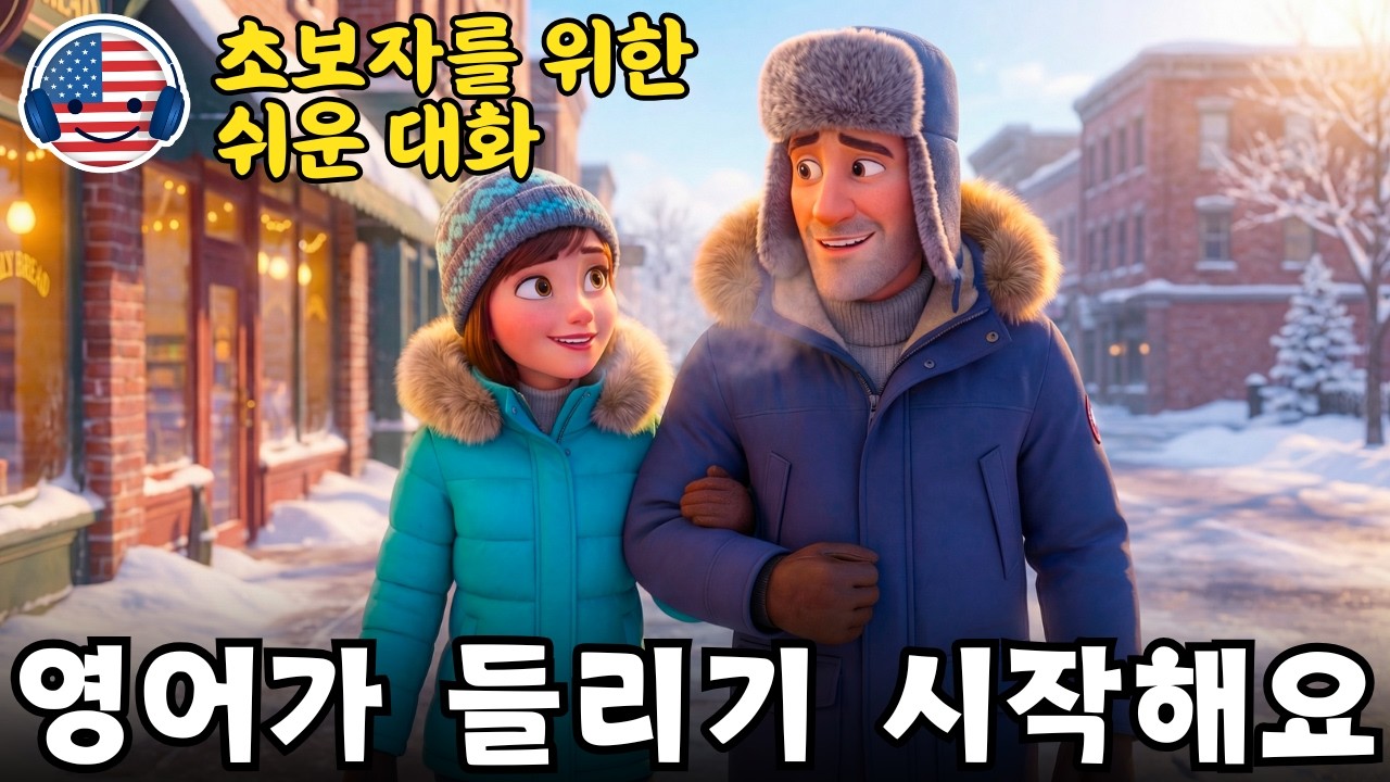 영어가 들리기 시작해요 🎧 초보자를 위한 쉬운 영어 대화 – 겨울 거리에서 나눈 대화
