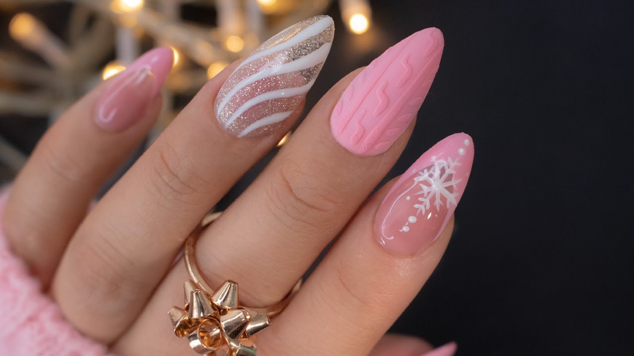 Uñas NAVIDEÑAS ROSAS | Relaxing ASMR