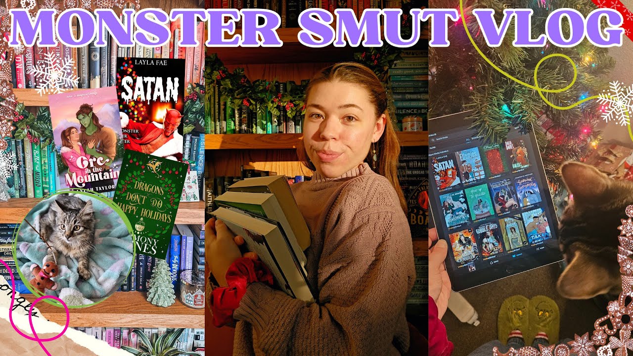 HOLIDAY MONSTER ROMANCE READING VLOG 📚🥵😈🌶 spicy books & cozy winter days🎄bookmas day 5