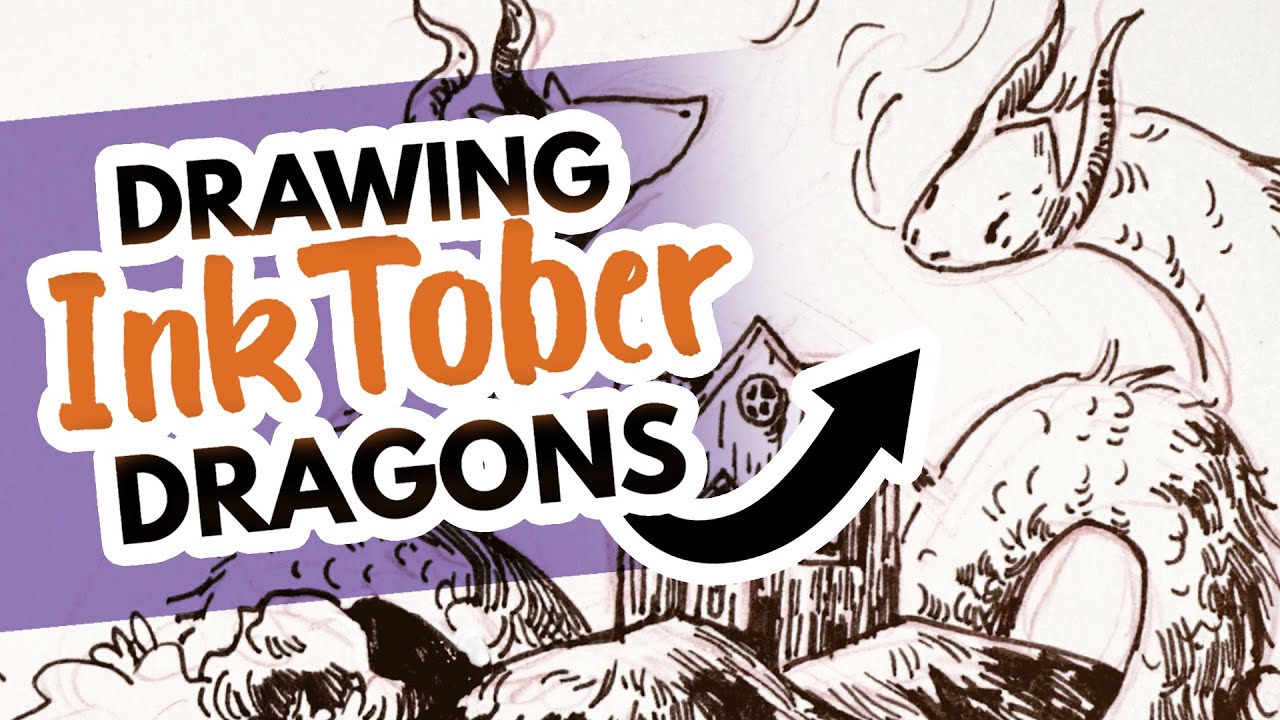 Twin Dragons for 🎃 InkTober 🎃 I can do this! // Ink Illustration