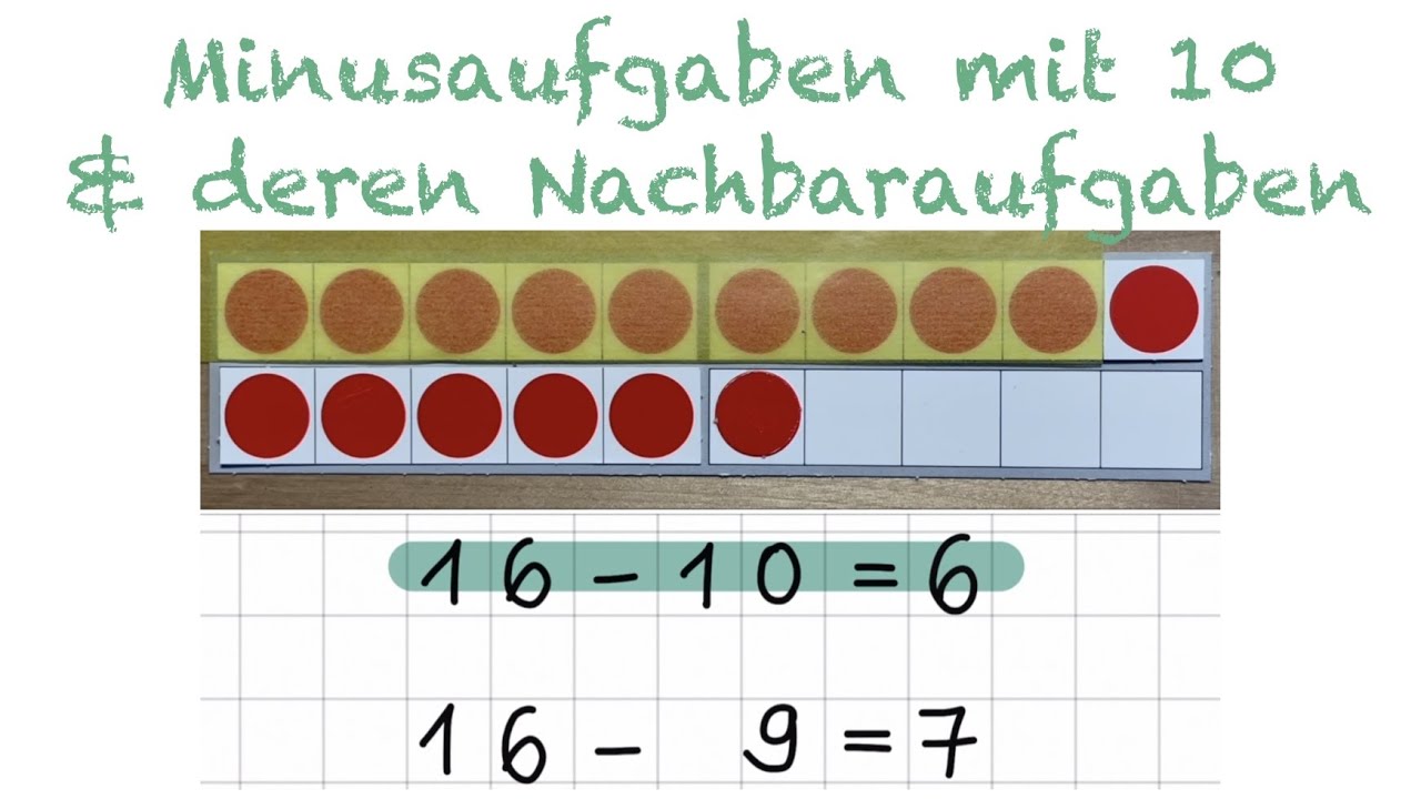 Minusaufgaben mit 10 und deren Nachbaraufgaben || Grundschule Mathe Klasse 1 Subtraktion
