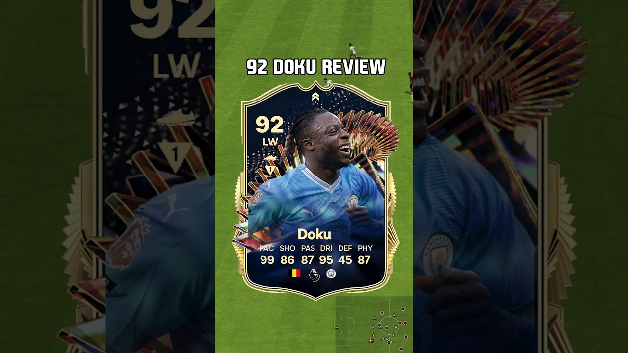 92 Doku Review in EA FC 24 #shorts #short #fc24 #eafc24 #doku #tots #teamoftheseason #mancityesports