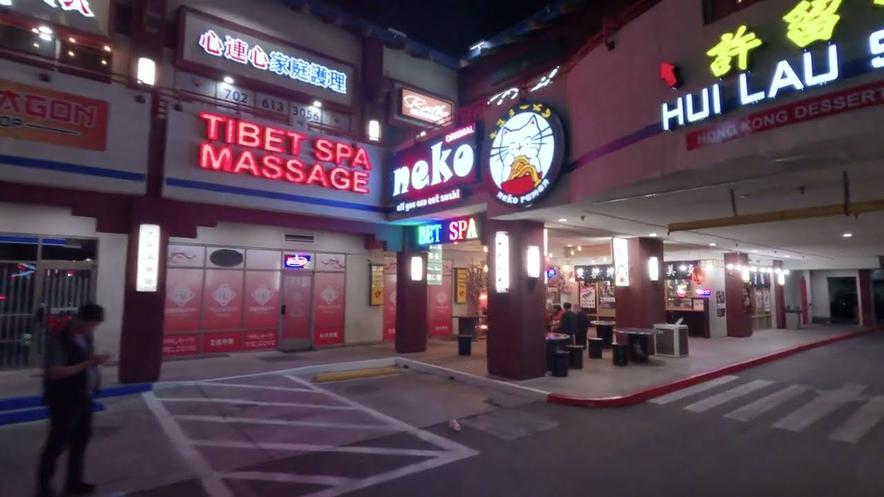 Driving Around Las Vegas Chinatown at Night in 4k Video