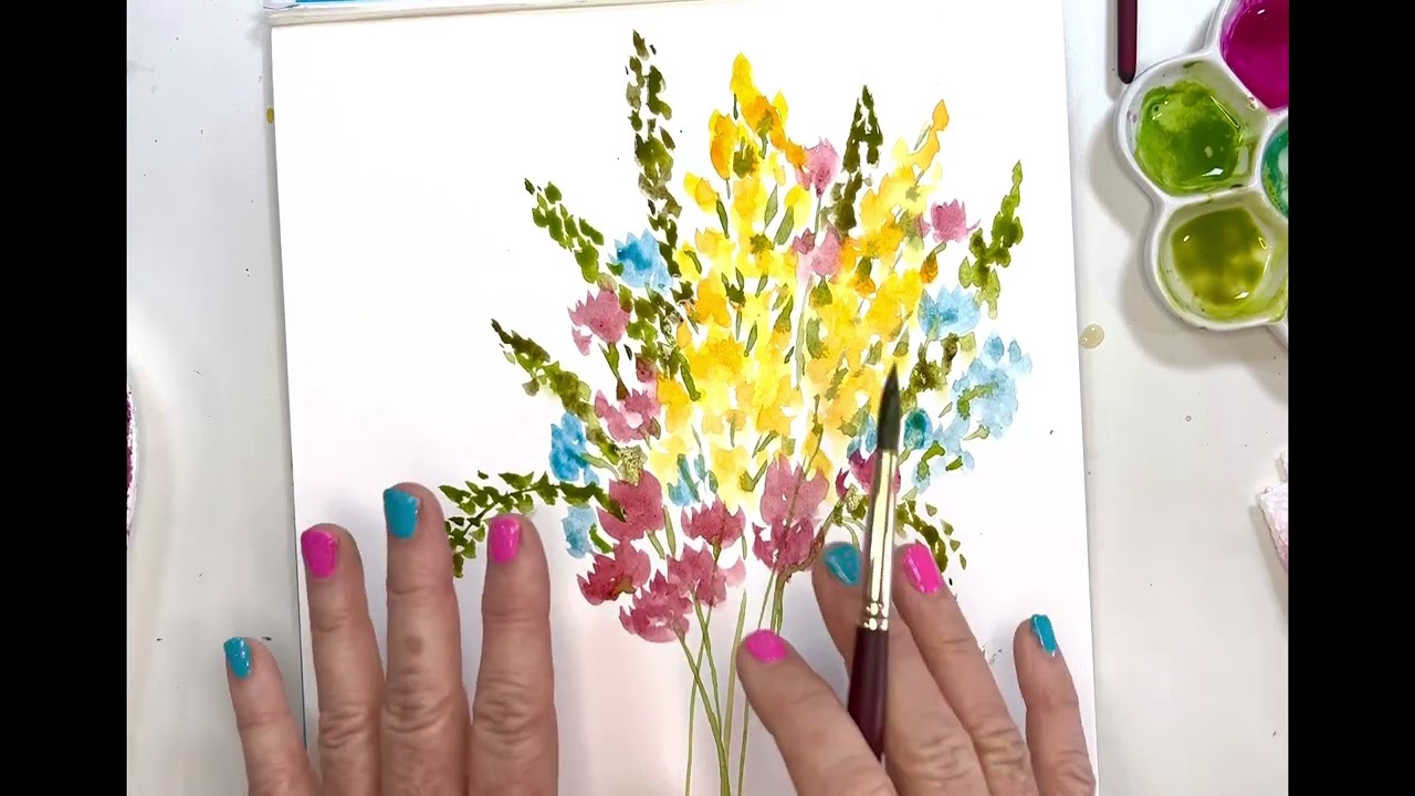 Watercolor painting Spring flowers! Easiest little flowers to create for you