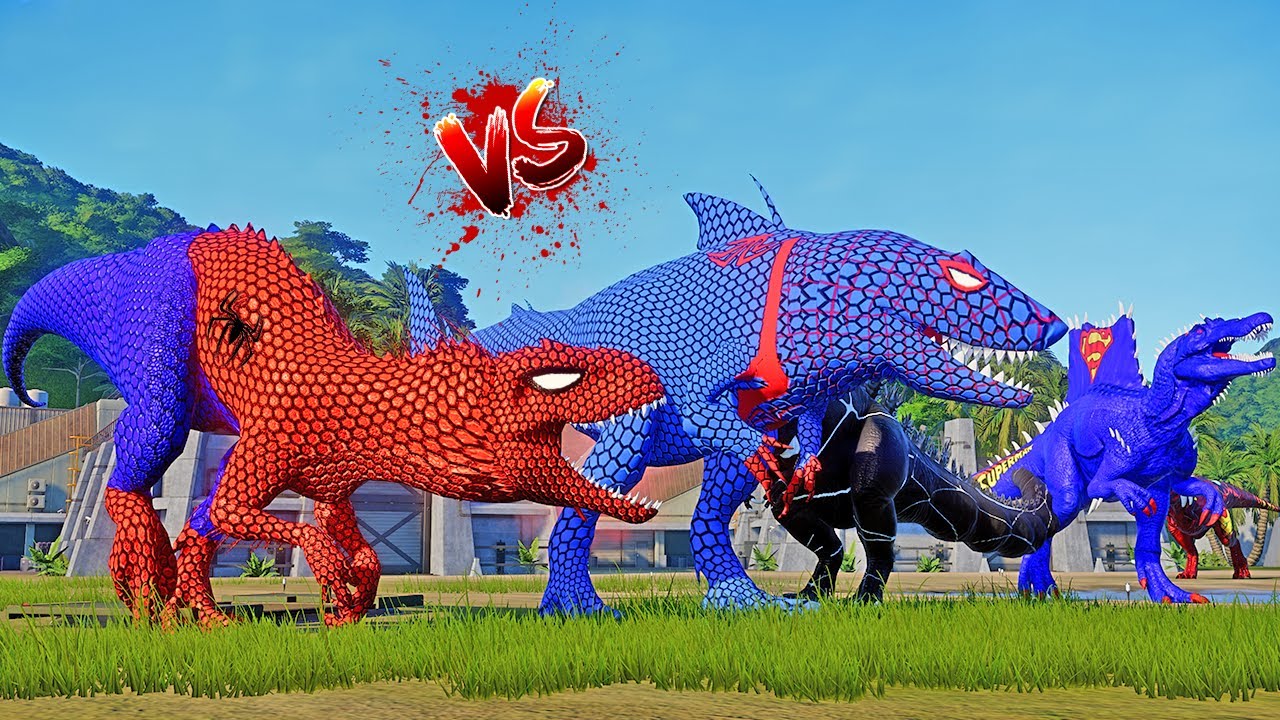 All Big Superhero Dinosaurs Battle in Jurassic Word!Spider-Man Superhero Dinosaurs!I-Rex vs Godzilla
