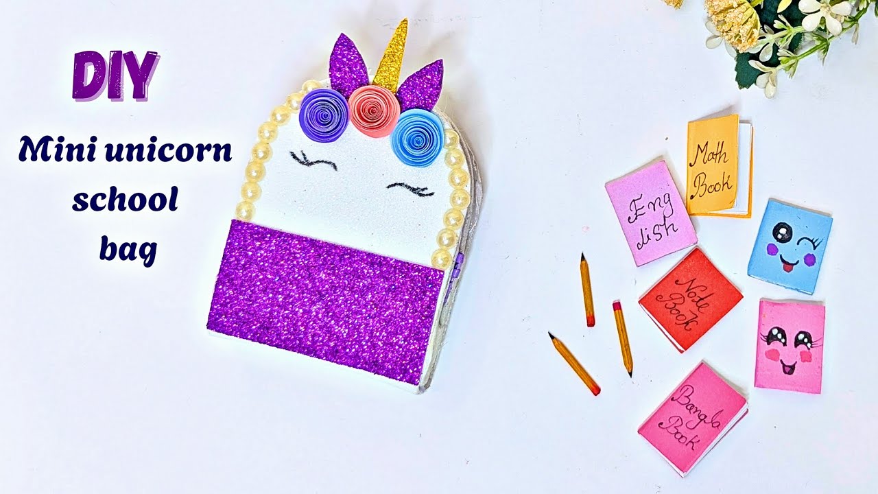 DIY Mini Unicorn School bag Supplies Backpack | Kraft Paper Bags Small || Aklima Crafts and Journals