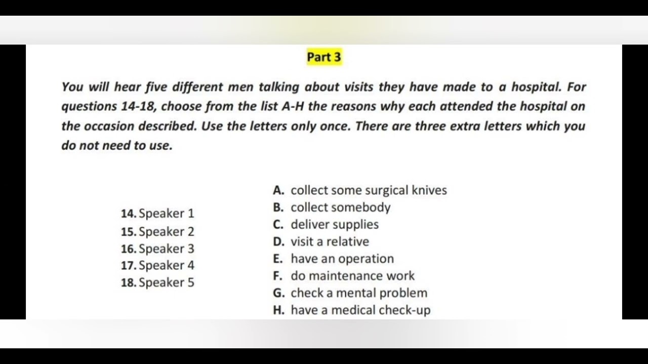 Multilevel listening test + Answers